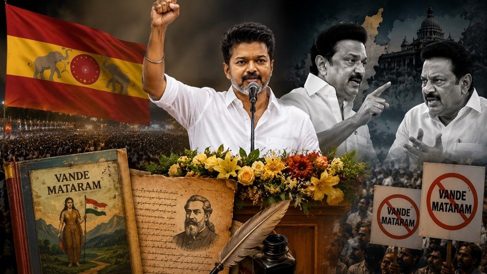 Vande Mataram creates ruckus at Vijay swearing-in ceremony in Tamil Nadu