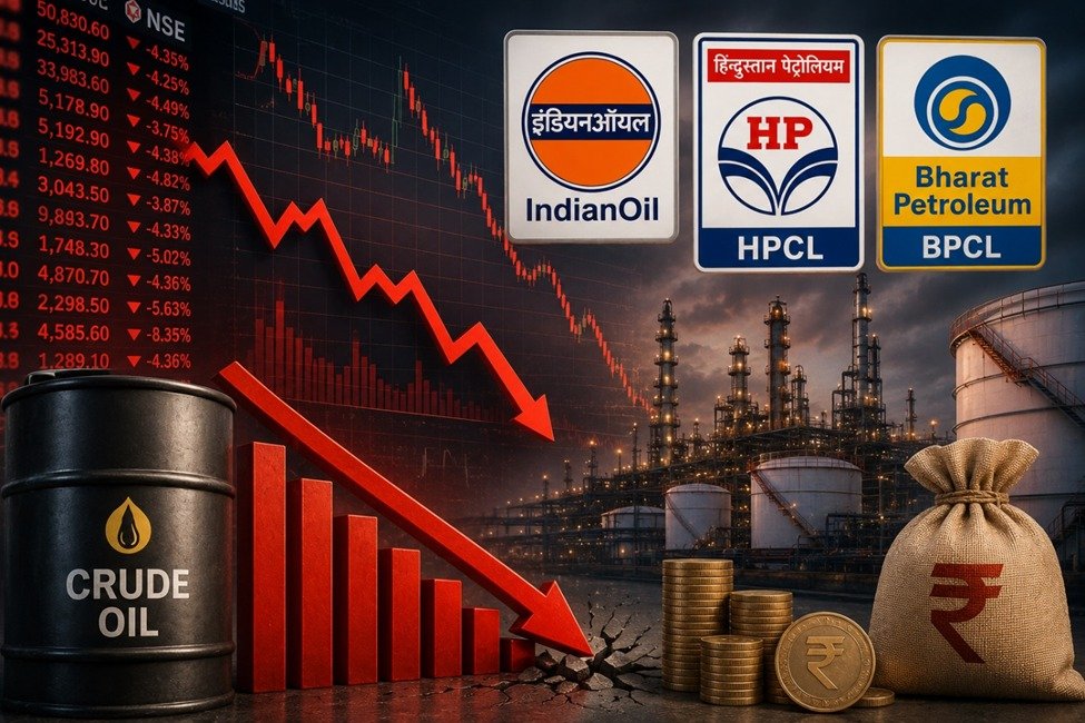 IOC HPCL and BPCL shares fall sharply